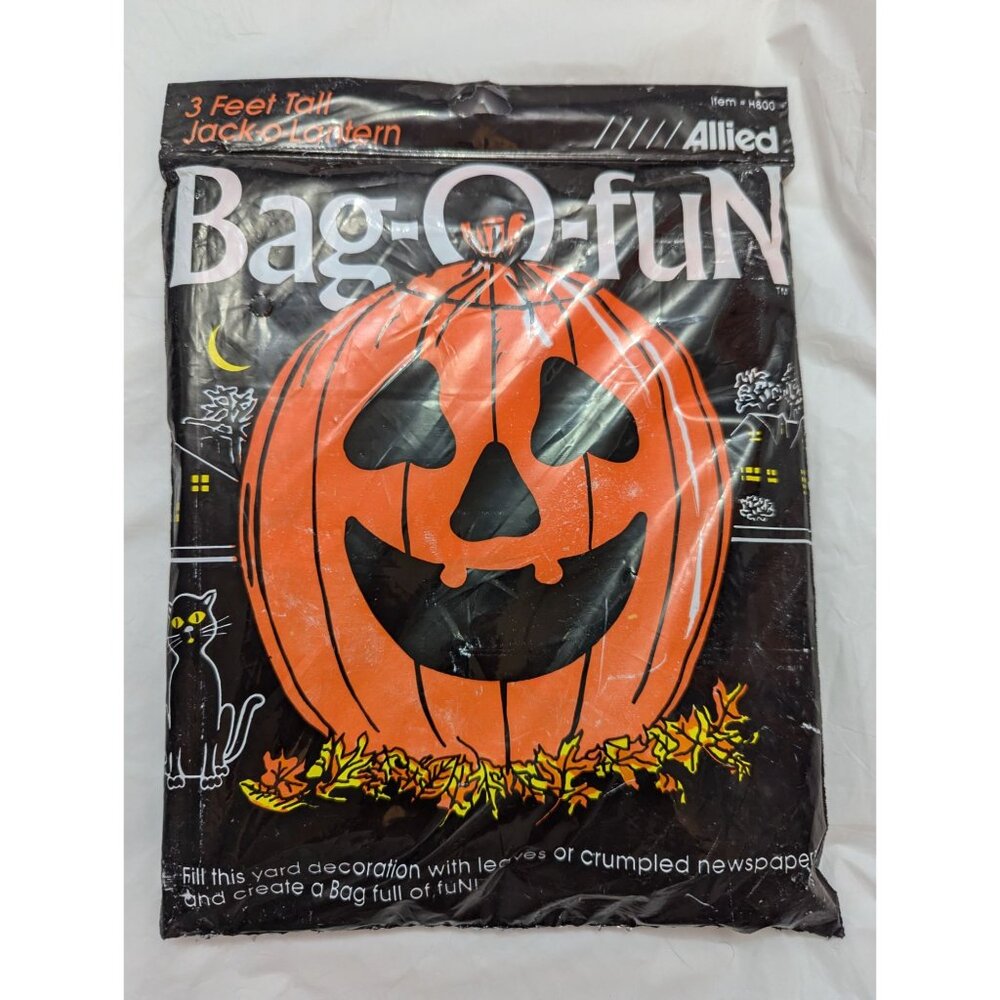 Allied 3 feet‎ Tall Jack-O-Lantern Bag-o-Fun #H800 1991 orange pumpkin sealed